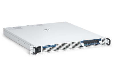 Front view of an RMX‑4127 1U rack‑mount programmable DC power supply with ventilation grille and controls.