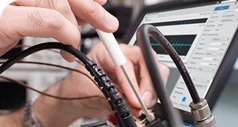 Technician sets up his first measurement.