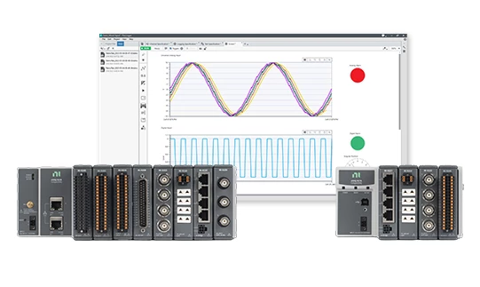 CompactDAQ 系統是由 CompactDAQ 機箱、CompactDAQ 模組以及 DAQExpress、FlexLogger 或 LabVIEW 等軟體組成