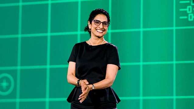 NI President, Ritu Favre, on the keynote stage of NI Connect Austin