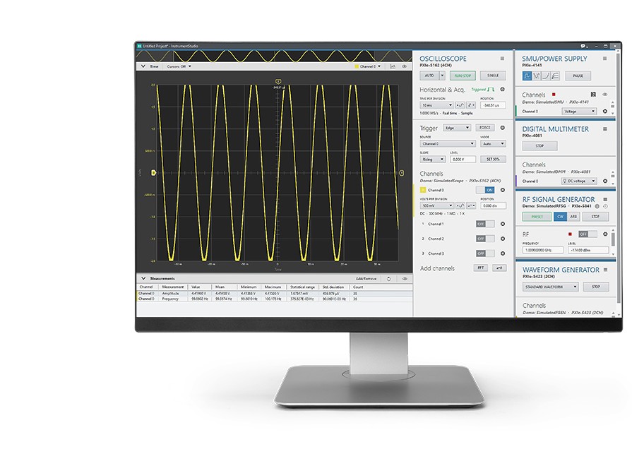 Monitor displaying test data using InstrumentStudio