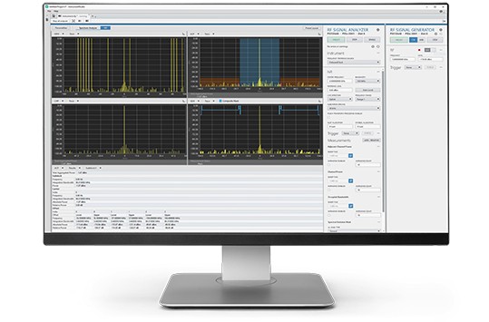 Monitor displaying multiple test measurements using InstrumentStudio