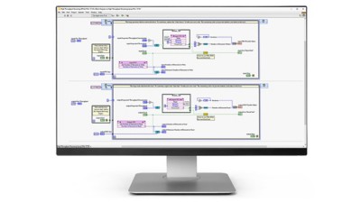 コンピュータモニタ上のLabVIEWのスクリーンショット