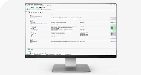 un monitor muestra una interfaz de usuario de TestStand