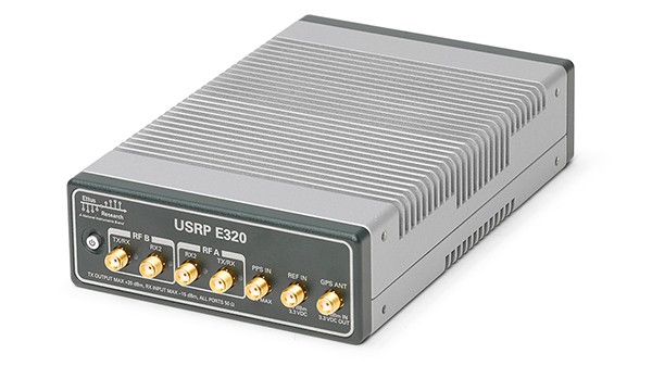 Front view of Ettus Research ruggedized USRP E320