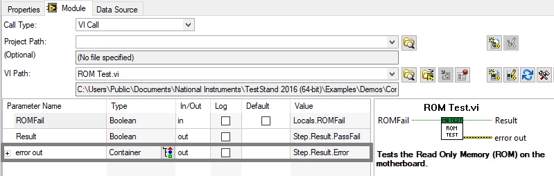 Pass error information to the Step.Result.Error container to notify TestStand if a step error occurs