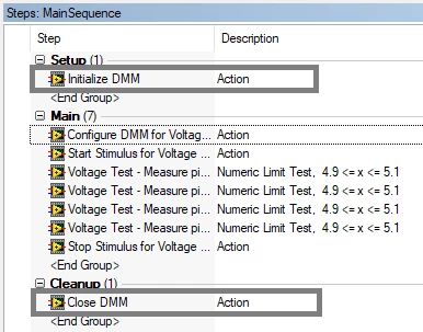 Use los grupos de configuración y limpieza para iniciar y cerrar referencias de hardware