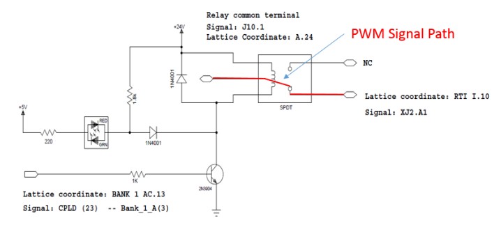 this circuit is to open or close the SPDT relay simulating an open circuit for our PWM signal