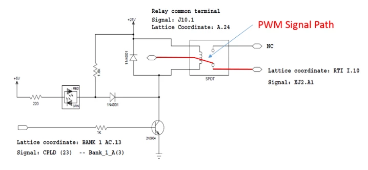 Mit dieser Schaltung soll das SPDT-Relais geöffnet oder geschlossen werden, um einen offenen Stromkreis für unser PWM-Signal zu simulieren.