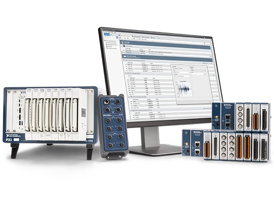 Gruppenabbild von NI-PXI-, FieldDAQ-, CompactDAQ- und FlexLogger-Software