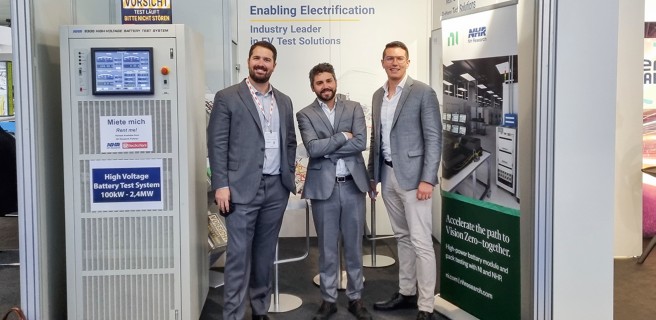 Photo of NI employees at the Battery Show Europe.