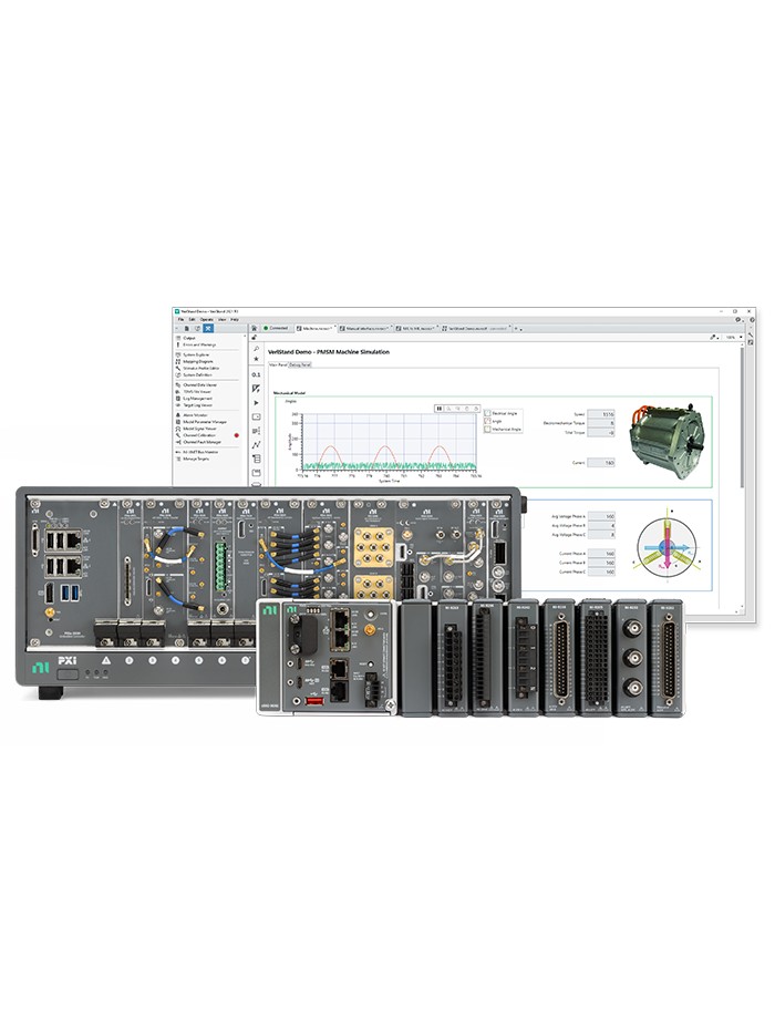 Grafico che mostra NI CompactRIO e PXI come opzioni della piattaforma HIL con il software NI VeriStand.