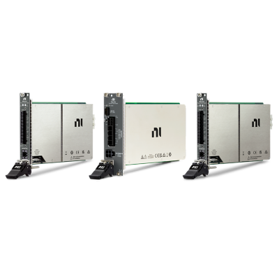 Three NI PXI programmable power supply modules for design validation, characterization, and production test.