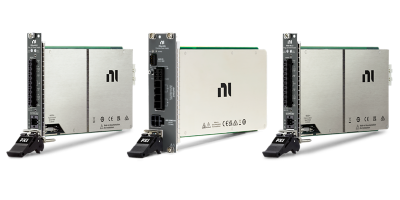 NI PXI programmable power supply modules for delivering DC voltage and current in automated test systems.
