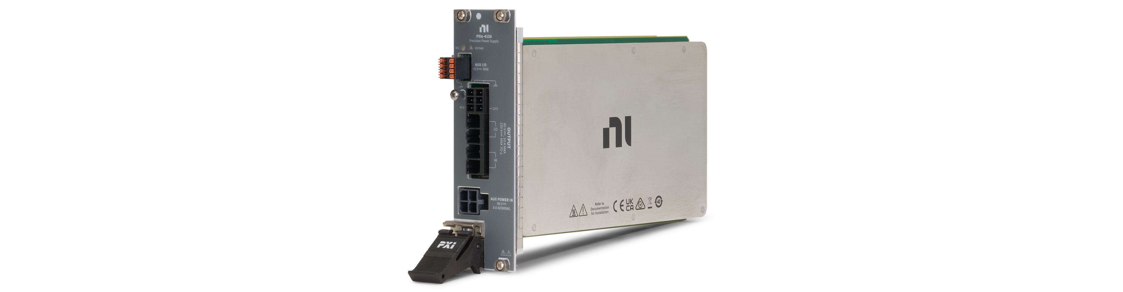 NI高性能PXI电源模块可提供高达300 W的高电压和电流输出，适用于要求苛刻的高精度测试应用。