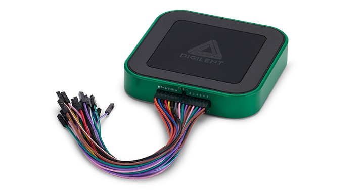 ピン付きコネクタを示すDigilent Analog Discovery 3