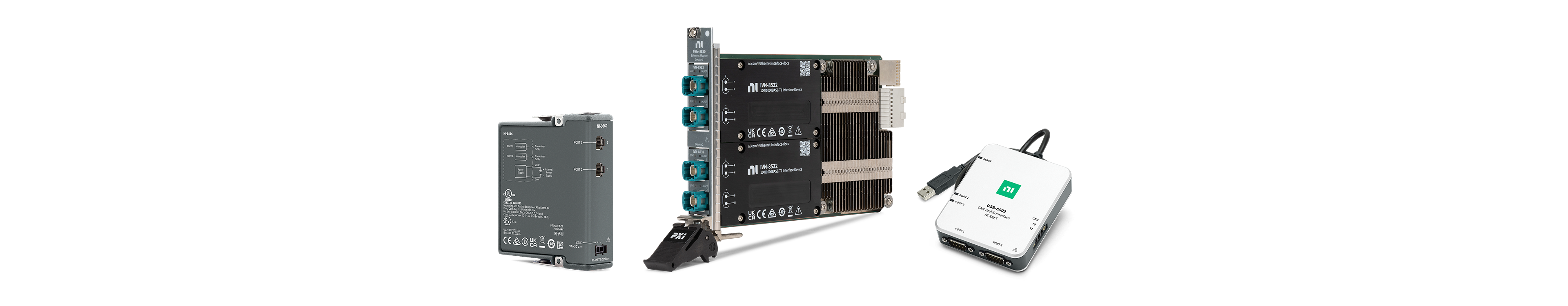 NI CAN, LIN, and Automotive Ethernet modules 