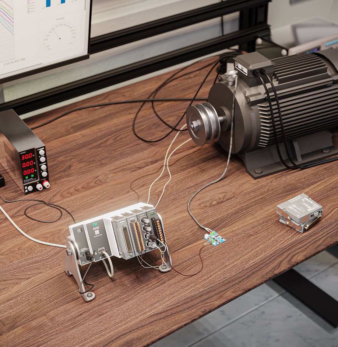 電気機械的試験を受ける電気モータ