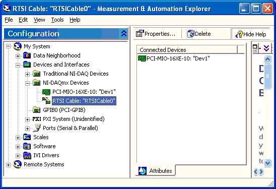 RTSI cable connected to one DAQ device