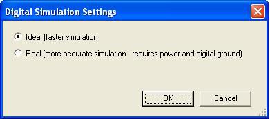 Digital simulation settings dialog box