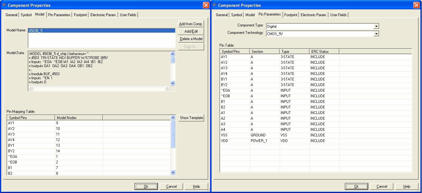 Component properties dialog box