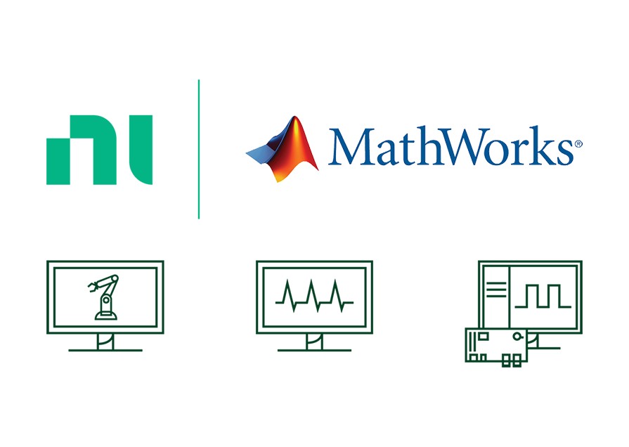 Iconografía de colaboración de NI y Mathworks