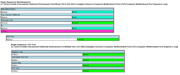 ATML Report section using the Report style sheet