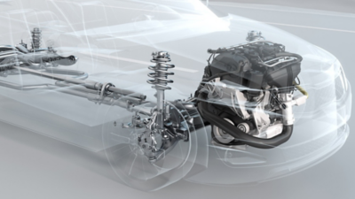 Transparent view of a car’s engine