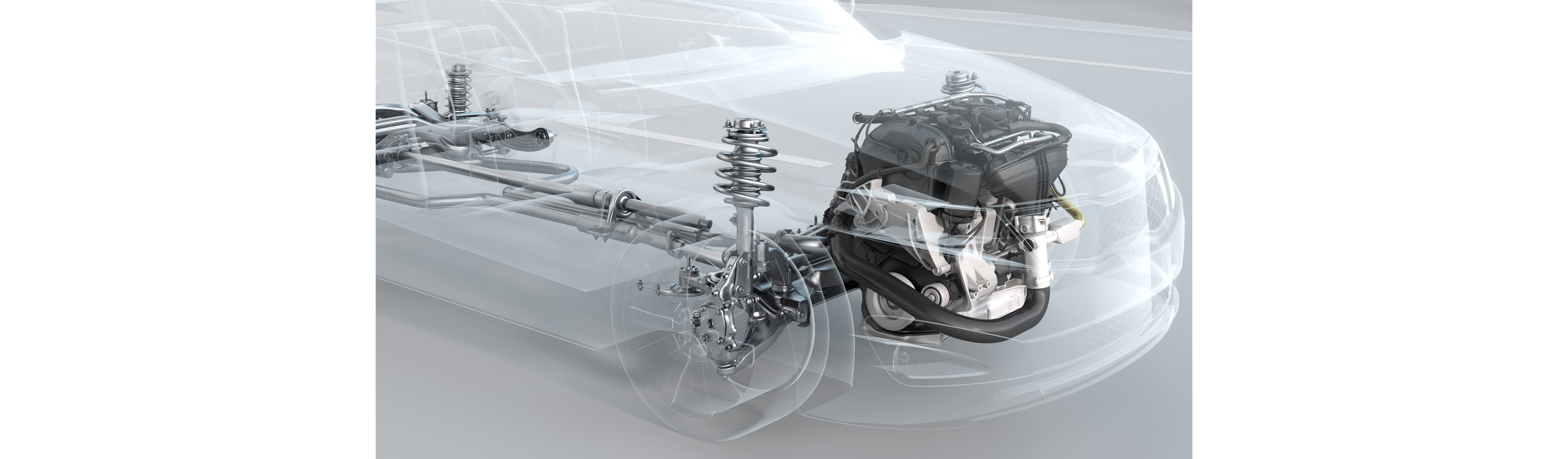 Transparent view of a car’s engine