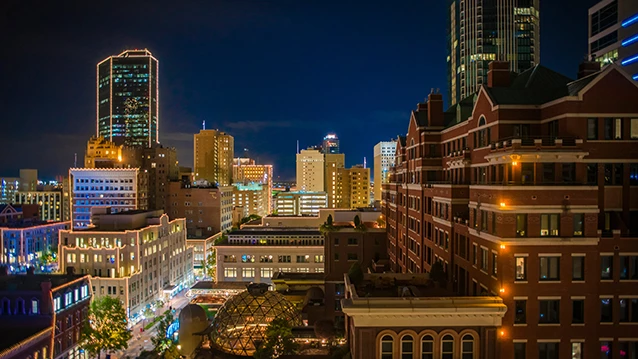 Austin Texas skyline at sunset.