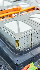 Close up view of modules inside a battery pack