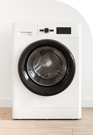Washing machine in a living room type of environment.