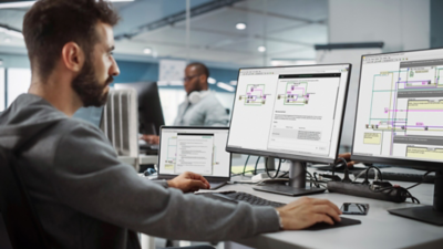 Ein Anwender arbeitet mit LabVIEW