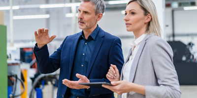 Group of partners working together in a lab
