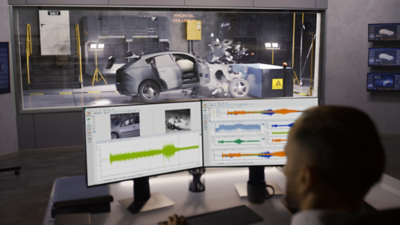 Autoliv crash test facility using NI DIAdem software to automate sensor data processing, accelerate safety analysis, and generate standardized reports.