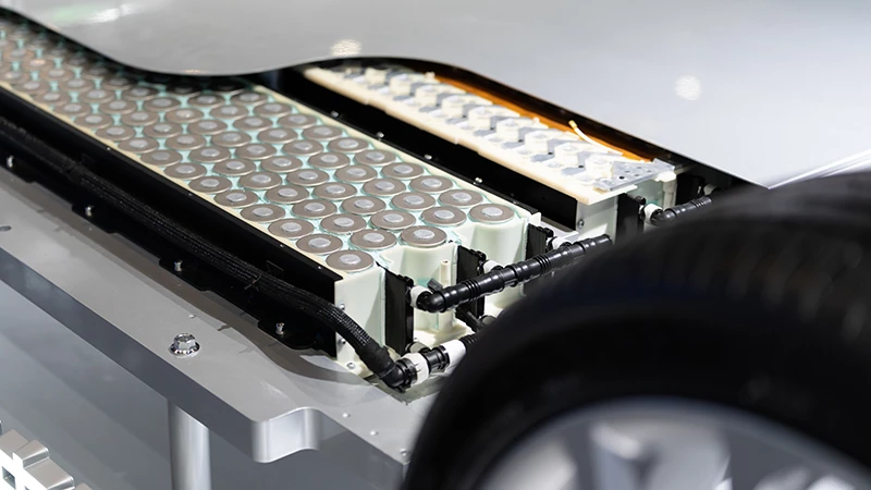 Cross-section of a battery module in an electric vehicle