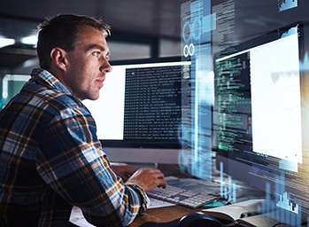engineer working with NI hardware