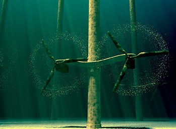 two underwater turbines