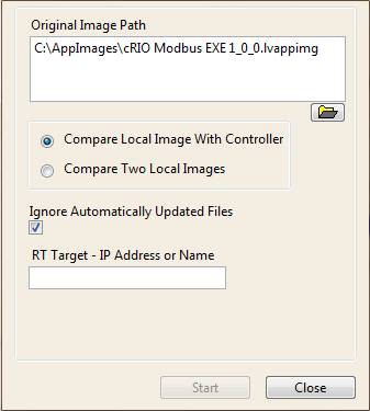 Compare Local Image to Network Controller Dialog