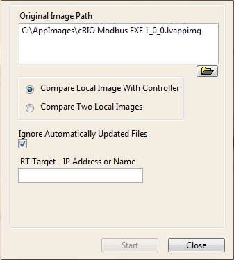 Compare Local Image to Network Controller Dialog