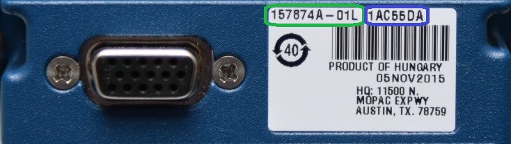 Part Number highlighted in green followed by serial number highlighted in blue.