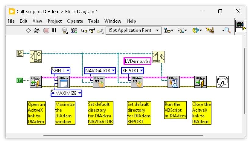 Llamar a un DIAdem Script desde un LabVIEW VI