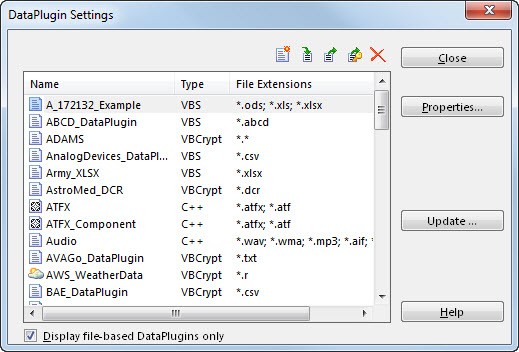 Mange your DataPlugins using the DataPlugin Settings dialog box