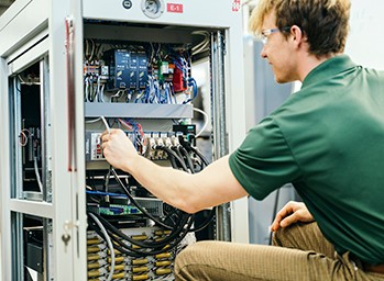 image of engineer using test system 