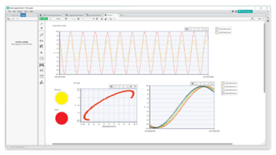 Monitor displaying data acquisition using FlexLogger software.