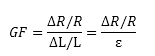 GF is the ratio of the fractional change in electrical resistance to the fractional change in length, or strain