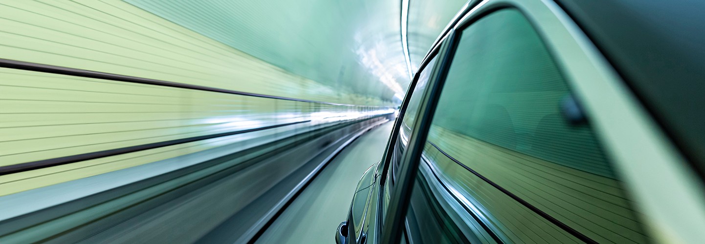 car driving in tunnel