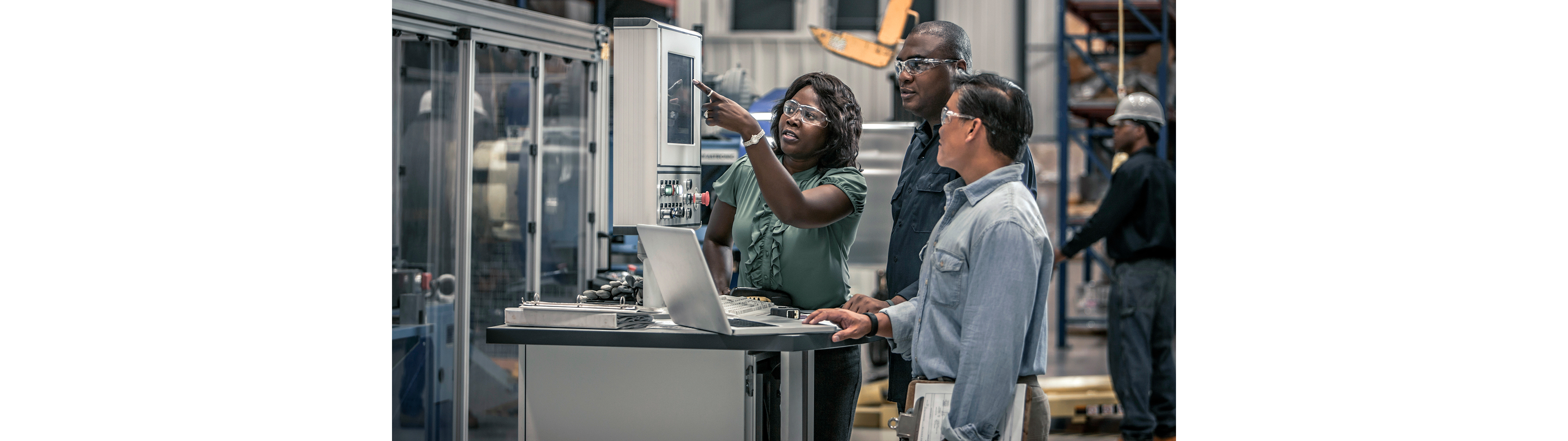 Group of partners working together in a lab