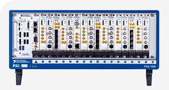 Un sistema PXI lleno de instrumentos modulares de RF.