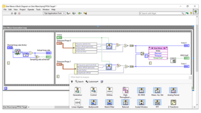 FPGA Math & Analysis palette alongside signal generation VI